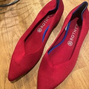 Rothy's Red Flats with Blue Trim